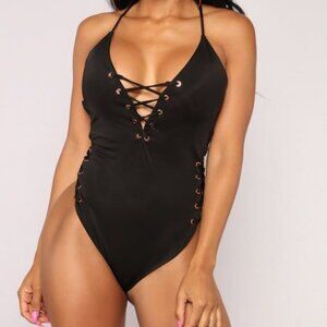 Fashion Nova Black Santa fe One Piece Swimsuit XS